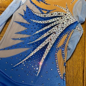 Blue Silver Acro Gymnastic leotards