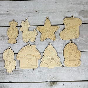 Christmas Ornament Coloring Kit, Christmas DIY Ornaments, Wooden Ornaments to Paint, Kids DIY Ornaments, Kids Christmas Ornaments, DIY Kit