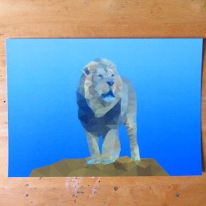 A5 Geometric Lion Print