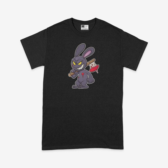 Crazy Psycho Bunny Rabbit T shirt Black Unisex Tee