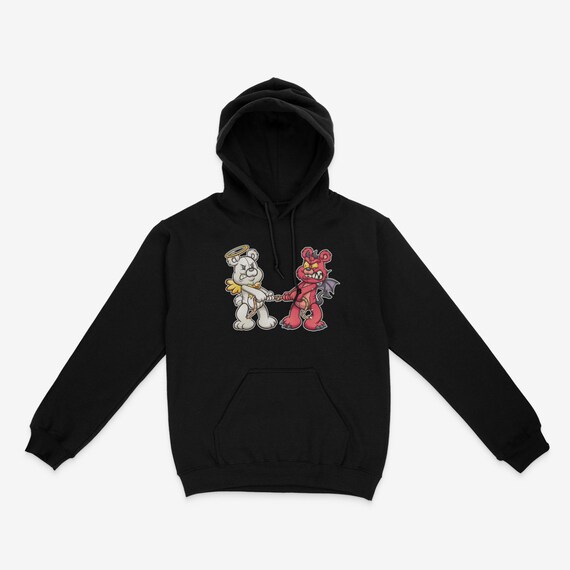 Good and Evil Bear Hoodie Black Unisex