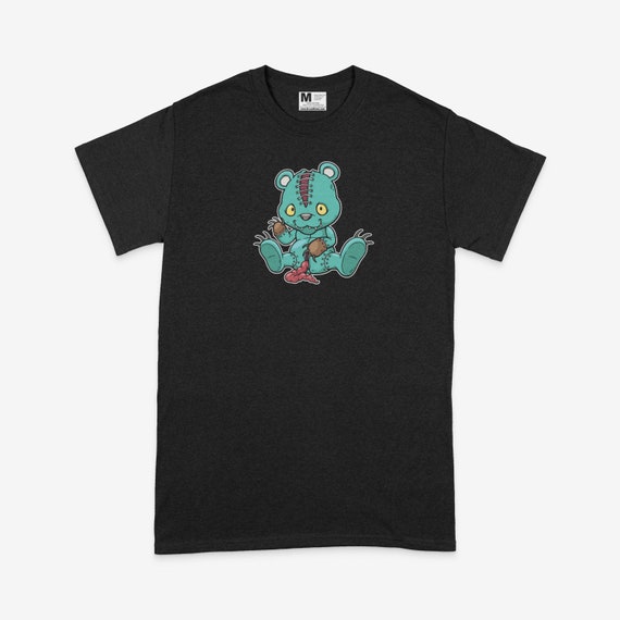 Crazy Psycho Zombie Bear T shirt Black Unisex Tee