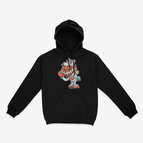 Zombie Unicorn Bear Hoodie Black Unisex