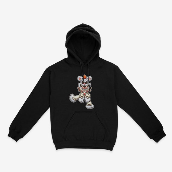 Dancing Clown Bear Hoodie Black Unisex