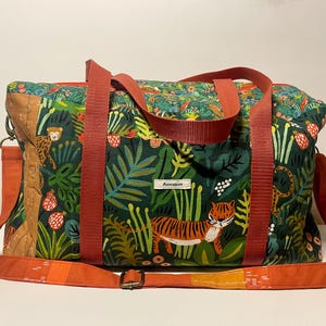 Weekender Travel Bag Sports Bag Patchwork Quilted Bag Jungle Animals Forest