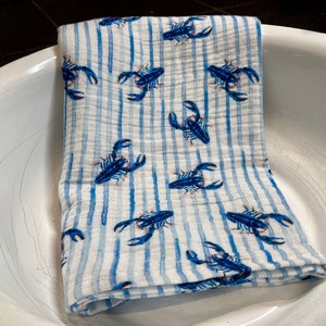 Tea Towel Kitchen Towel Lobster Muslin Linen Kitchen Towel Sea Maritime