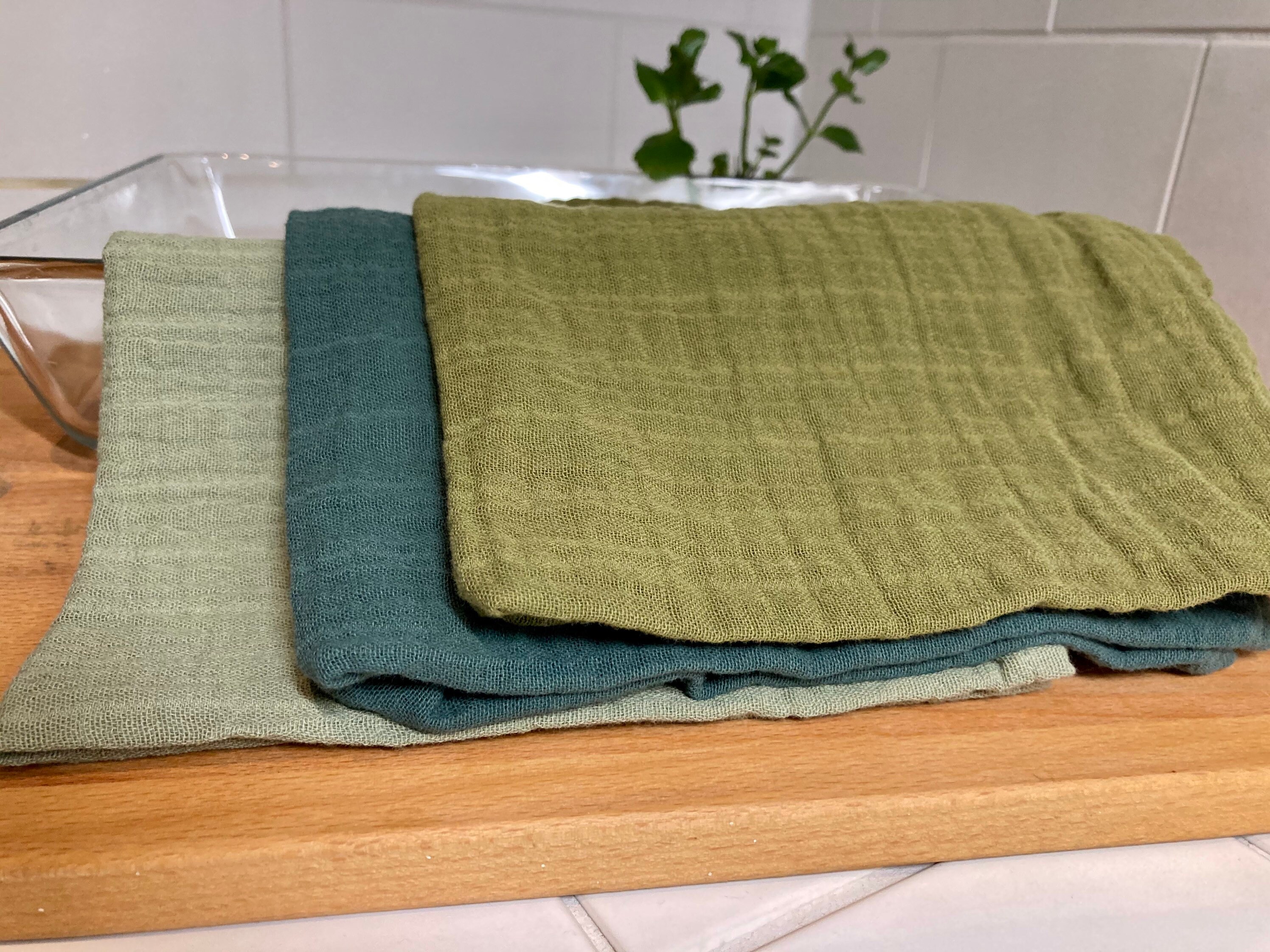 Toalla de té / toalla de cocina tejiendo a cuadros verde | Etsy