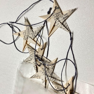 Confezione da 6 stelle pieghevoli origami 5 cm Decorazione natalizia pendente in carta upcycling vintage retrò