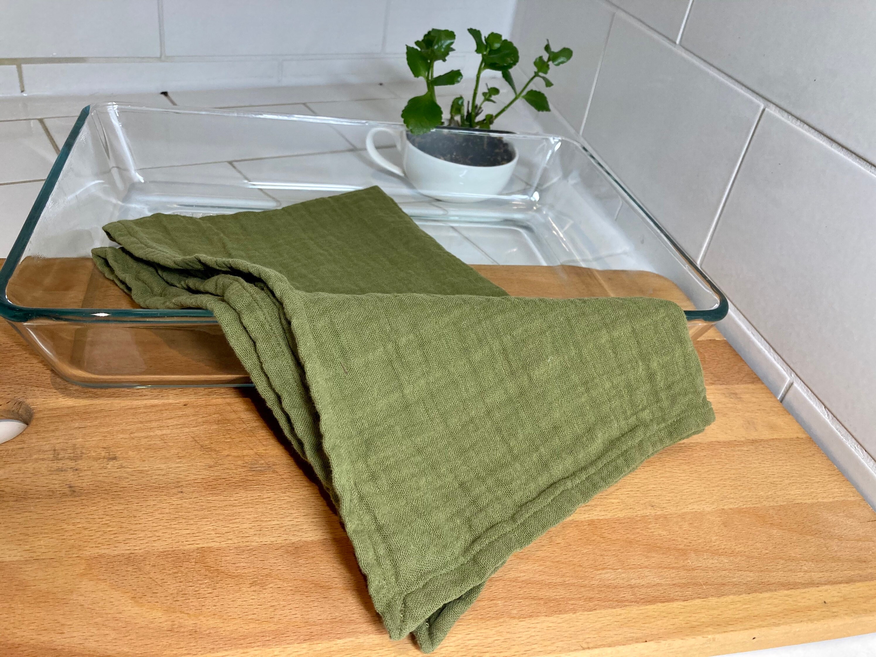 Toalla de té / toalla de cocina tejiendo a cuadros verde | Etsy