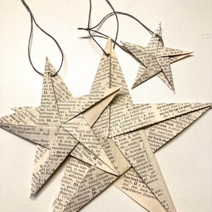 Origami stella pieghevole 6 10 o 16 cm Decorazione natalizia pendente in carta upcycling vintage retrò