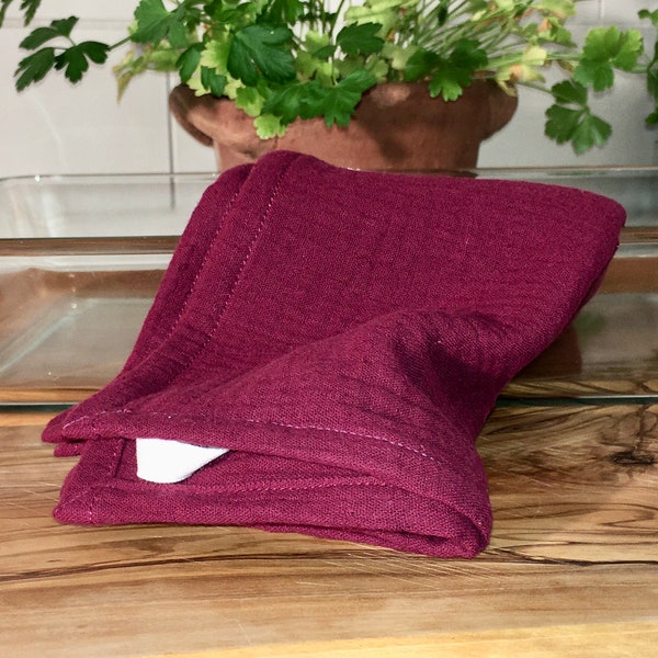 Tea towel kitchen towel, burgundy red