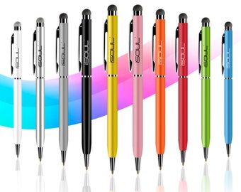 iSOUL Stylus Pen for Tablets Mobile Phone 10 Pack 2 in 1 Capacitive Ballpoint Black Ink and Touch Screen Styli for iPad, iPad 10.2 INCH 2022