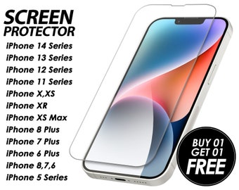 Screen Protector Tempered Glass For iPhone 14 13 12 Pro Max 11 Pro XR X XS Max 8 7 Plus 6 6s SE 2020/2022 (1+1) 2 Pack Glass Protector Free