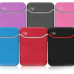 13.5, 14 inch Red Black Grey Blue Pink Purple Neoprene Sleeve Case for Tablets, iPad and Laptops, Carrying Cover Bag Reversible Laptop Pouch