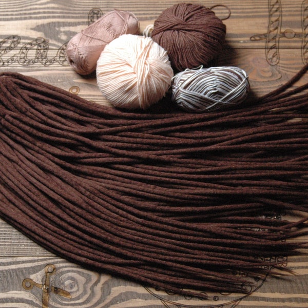 Dark brown '' Milk chocolate'' wool double ended single ended dreads merino dreadlocks