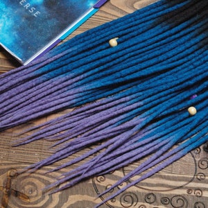 Wool Double Ended Single Ended Dreads Black Blue Light Purple Ombre ...