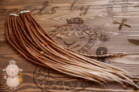Clip In Wool Dreads Auburn Natural Ginger Ombre Beads Dread Etsy