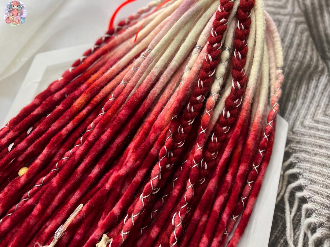 Wool Dreadlocks Ombre, Tie-dye Dreadlocks + Braids White Blond Red ...