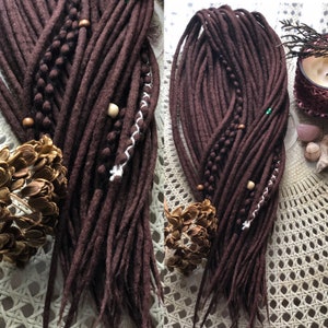 Dark brown '' Milk chocolate'' wool double ended single ended dreads merino dreadlocks