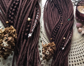 Dark brown '' Milk chocolate'' wool double ended single ended dreads merino dreadlocks