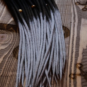 Wool Double Ended Single Ended Dreads Black Light Gray Grey Ombre Hair ...
