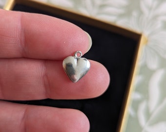 Vintage Sterling Silver Dainty Love Heart Talisman Charm for Charm Bracelet or Necklace