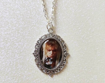 The Labyrinth Goblin King Jareth Cameo Charm Silver Necklace