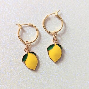 Summer Vacation Italian Holiday Positano Gold Lemon Charm Hoops