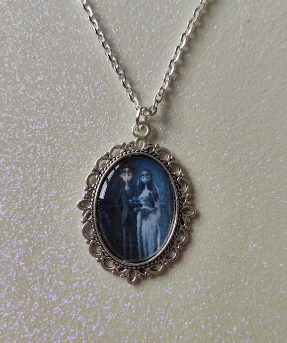 Corpse Bride silver necklace Tim Burton retro vintage kitsch rockabilly gothic Corpse Bride silver necklace Tim Burton retro vintage kitsch rockabilly gothic
