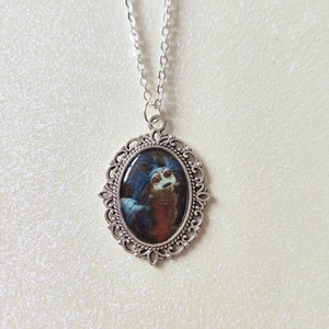 The Labyrinth Blue Worm Silver Cameo Charm Necklace
