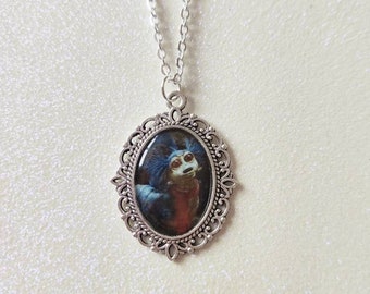 The Labyrinth Blue Worm Silver Cameo Charm Necklace