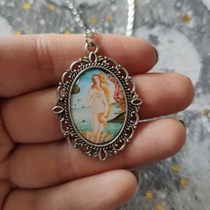 The Birth Of Venus Aphrodite Greek Mythology Silver Cameo Charm Necklace image 3