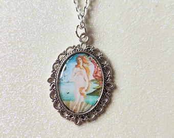 The Birth Of Venus Aphrodite Greek Mythology Silver Cameo Charm Necklace