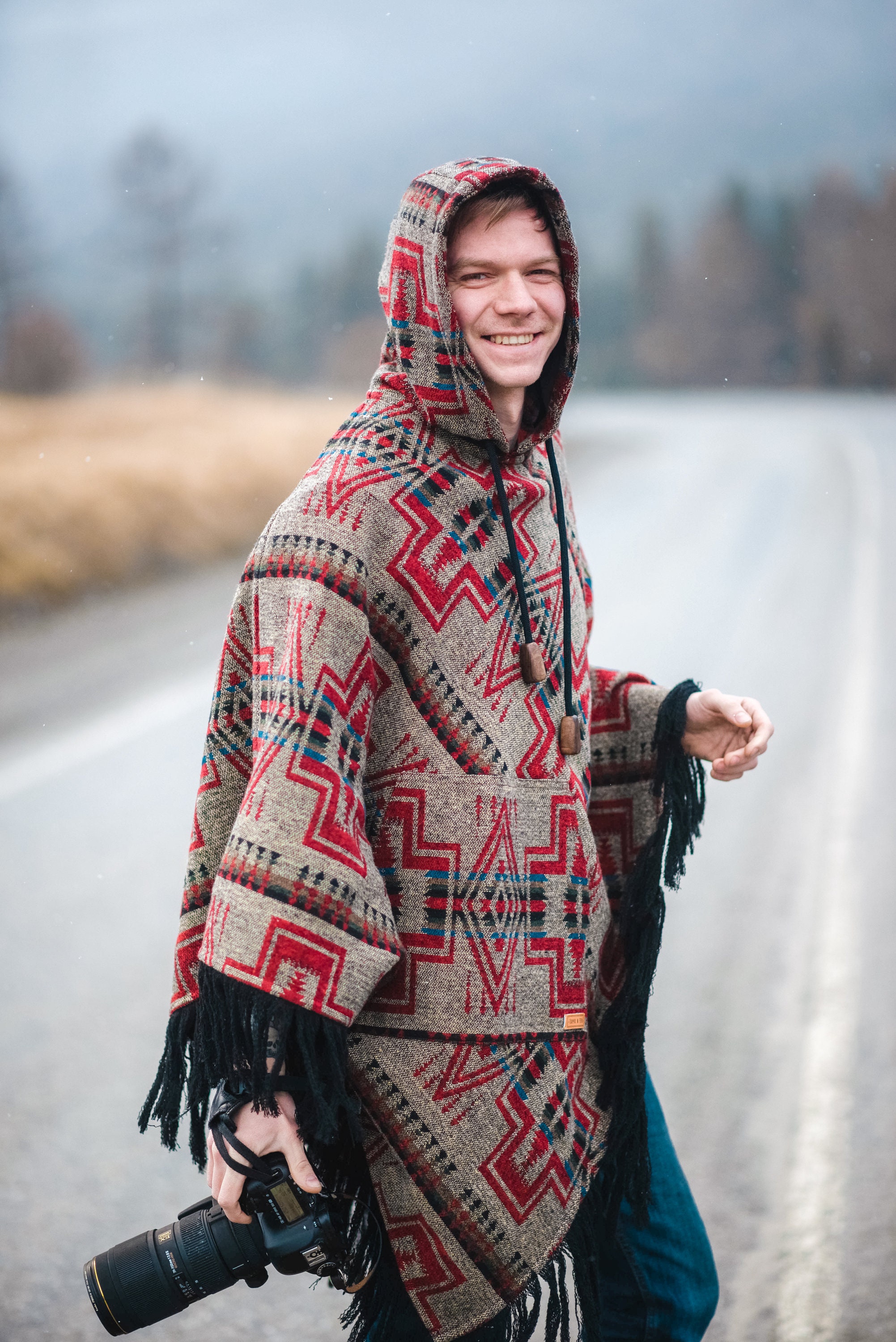 Mens poncho Hoodie poncho Warm poncho Wool poncho Hippie Etsy