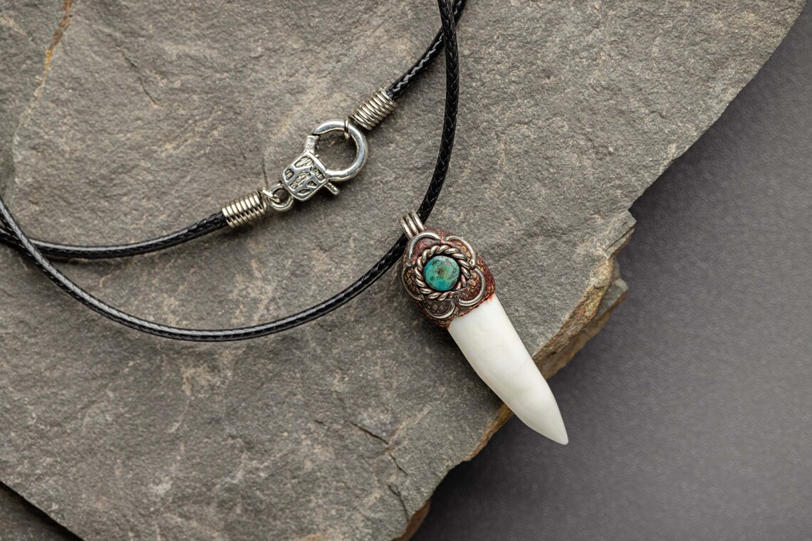 Fang Necklace Mens necklace Teeth Amulet Ethnic pendant Etsy