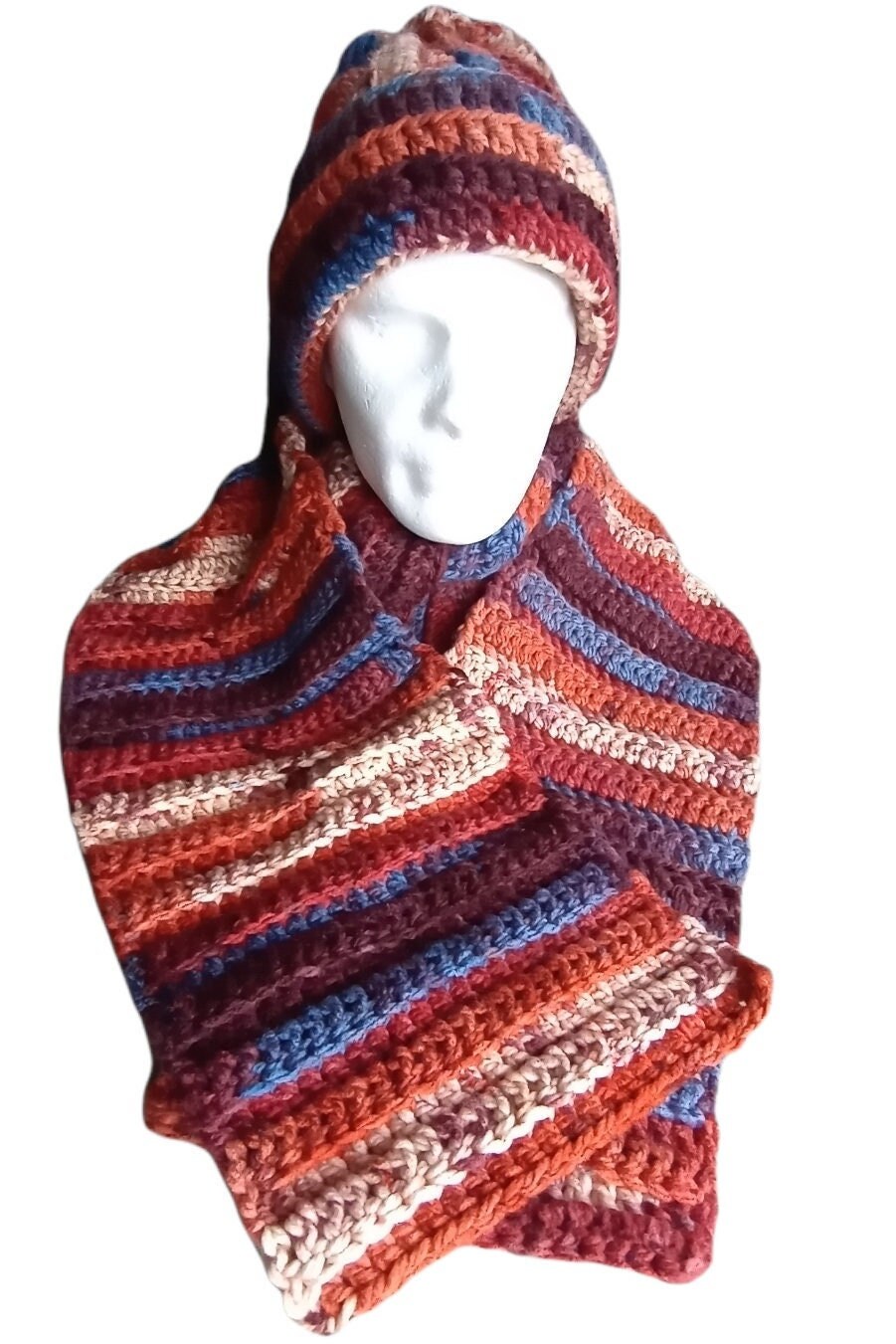 Chunky Knit Hat and Scarf Set: Desert Sunset Colors