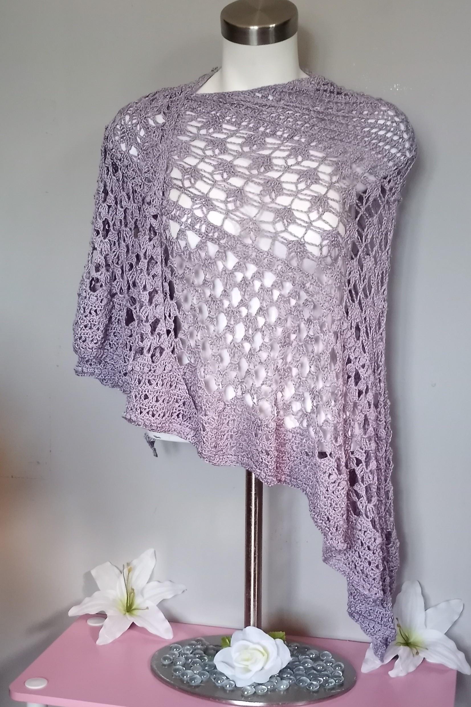 Crochet Cotton Shawl: Oversized Angel Wings Design - Thumbnail 4