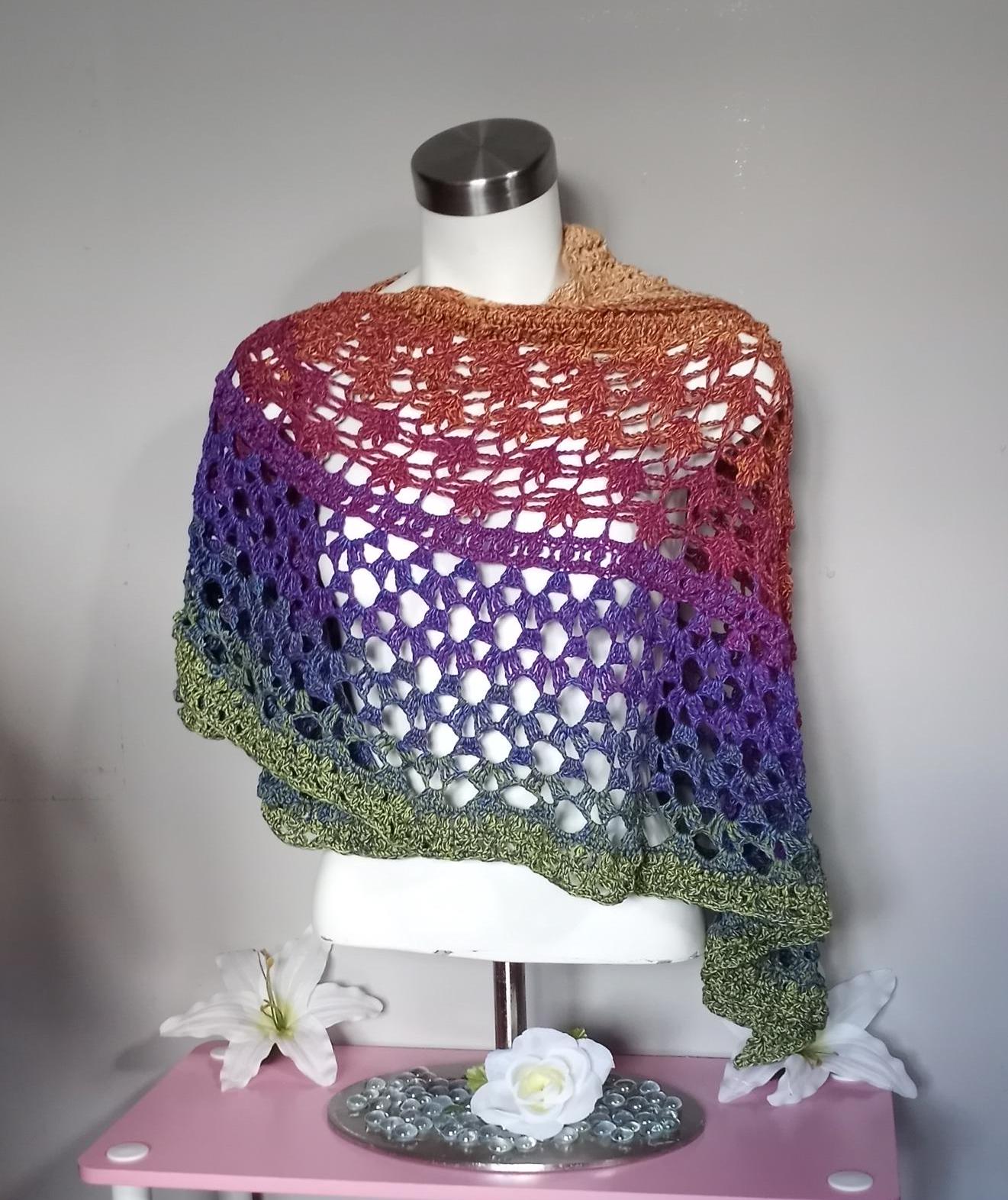 Crochet Cotton Shawl: Oversized Angel Wings Design - Thumbnail 3