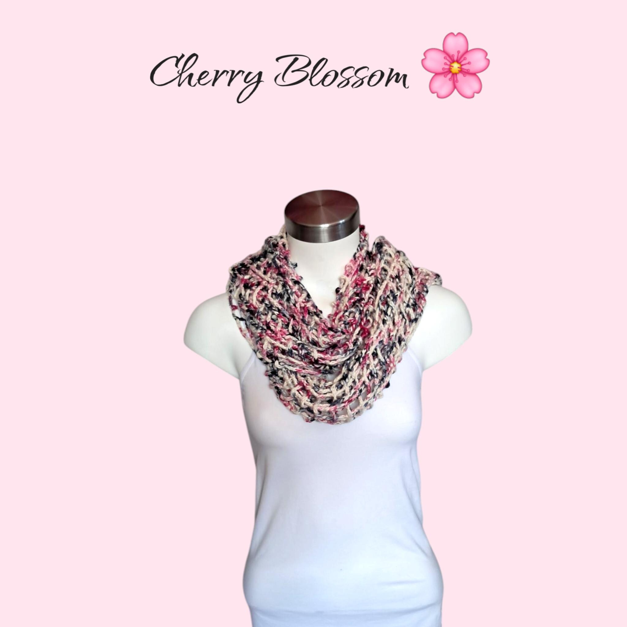 Cherry Blossom Cashmere Silk Blend Cowl: Lightweight Spring Scarf