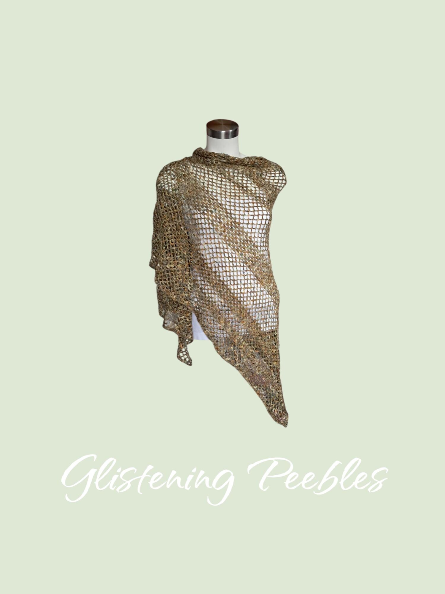 Alpaca Silk Lace Shawl: Glistening Olive, Gold & Orange Granny Stitch