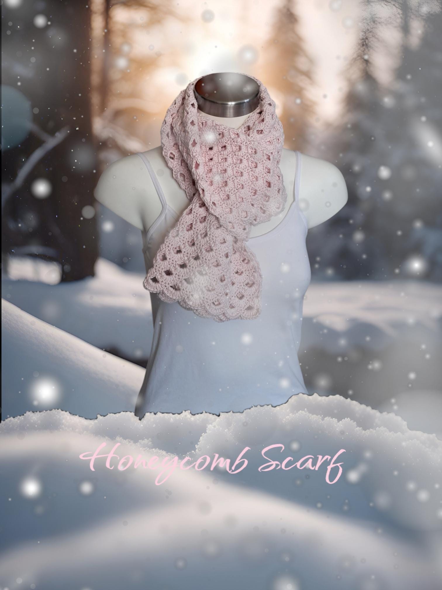 Honeycomb Crochet Scarf: Soft Baby Bunny Yarn Shawl