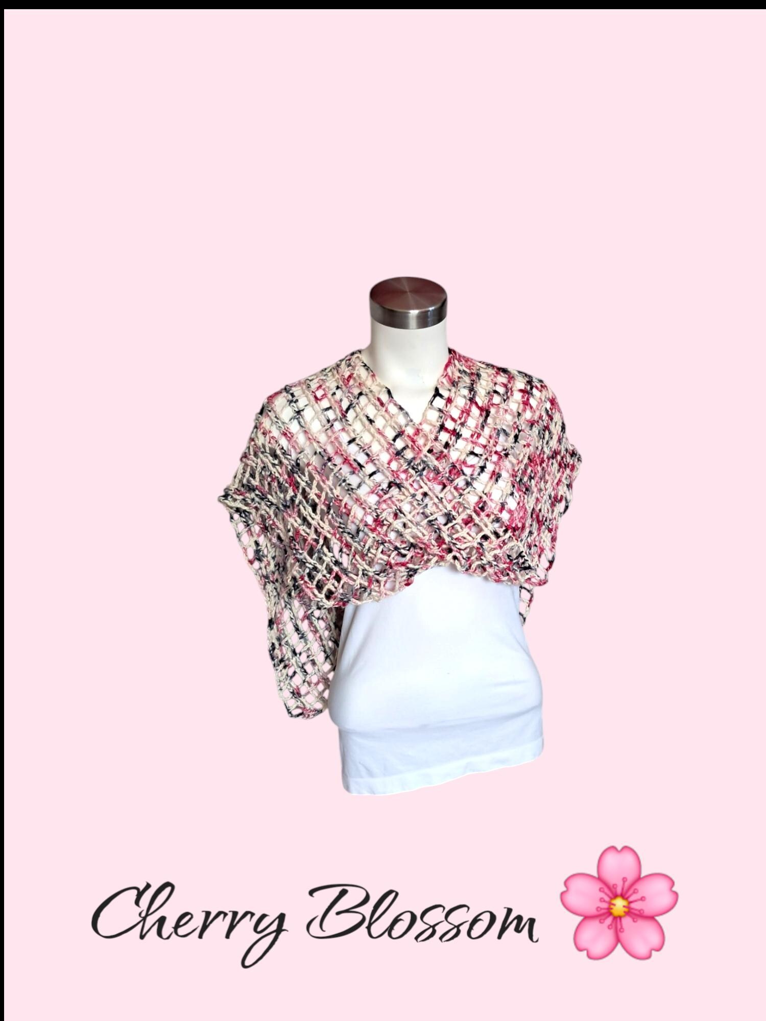 Cherry Blossom Cashmere Silk Blend Cowl: Lightweight Spring Scarf - Thumbnail 3