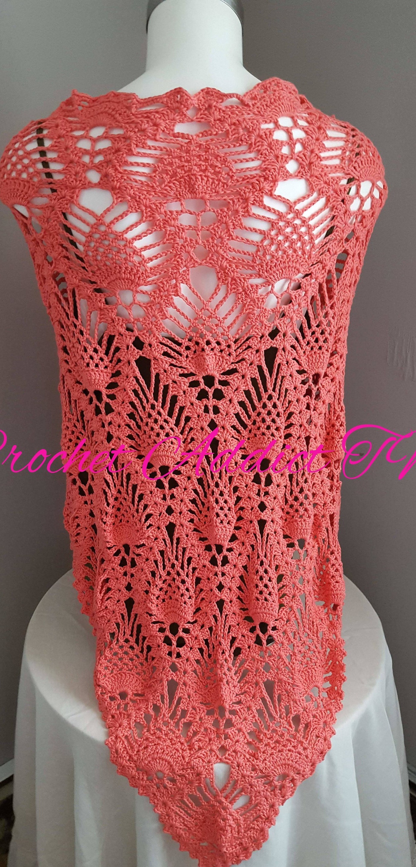 Crochet Peach Vest: Cotton Acrylic Blend - Thumbnail 2