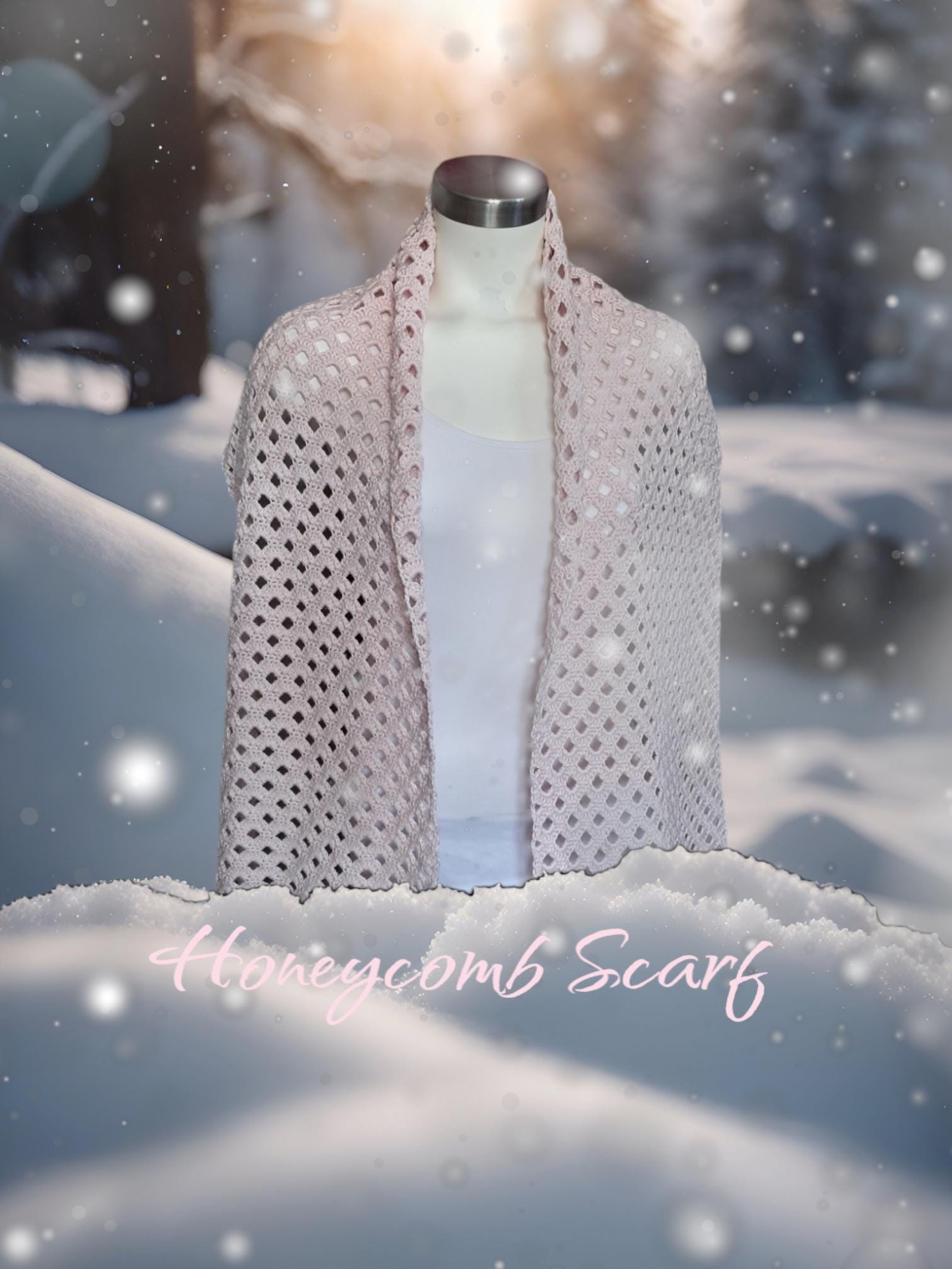 Honeycomb Crochet Scarf: Soft Baby Bunny Yarn Shawl - Thumbnail 5