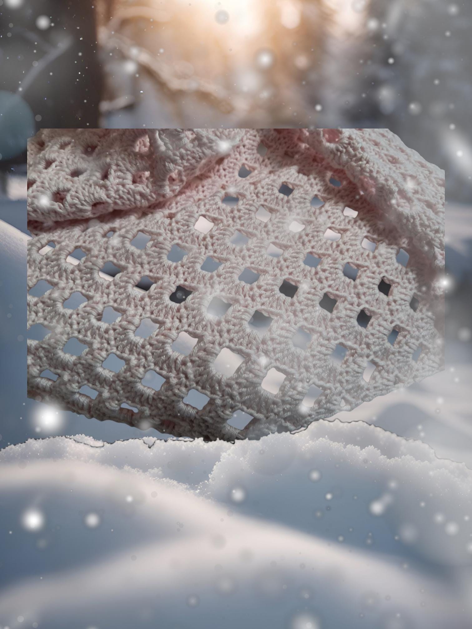 Honeycomb Crochet Scarf: Soft Baby Bunny Yarn Shawl - Thumbnail 6