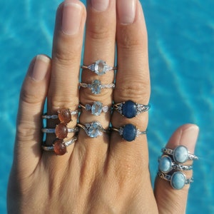 Adjustable Rings Mare Estete Gemstone Rings Princess Rings Topaz Sunstone Larimar Kyanite Gift for Her Hard Stone AAA