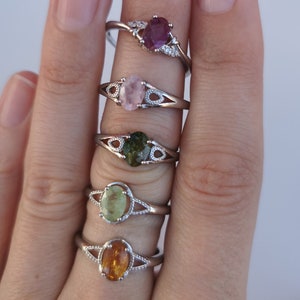 Rings with Tourmaline Green Tourmaline Pink Tourmaline Yellow Tourmaline Occasion ring For yourself and for a beautiful gift Semi-precious stones
