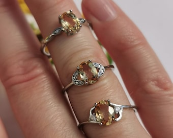 Citrine Quartz Ring Citrine Gemstone Adjustable Plated Gemstone Ring Princess Ring Engagement Ring Occasion Gift