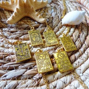Ciondolo Tarocchi Carte Tarocchi Gioielli Estivi Oro Tarocchi in miniatura Collanine tarocchi Regalo per le Porta fortuna Futuro Preveggenza