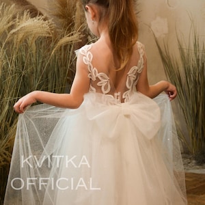 Sparkle Girl Dress with train, Glitter Tulle flower girl dress, flower girl dress, Tulle girl dress, Sparkling flower girl dress